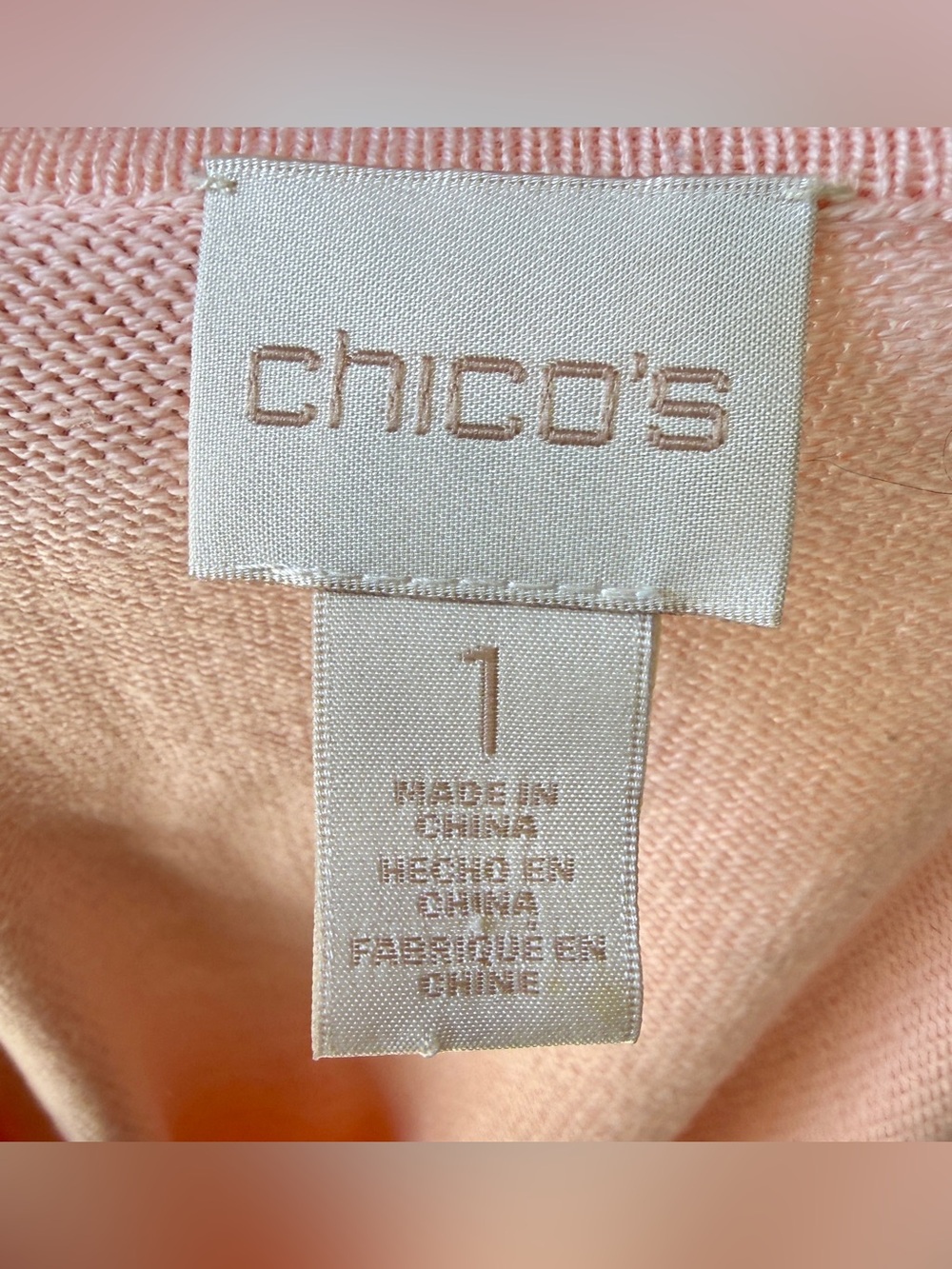 Chico’s Embellished Neck Sweater Pink Size 1 - Picture 5 of 6